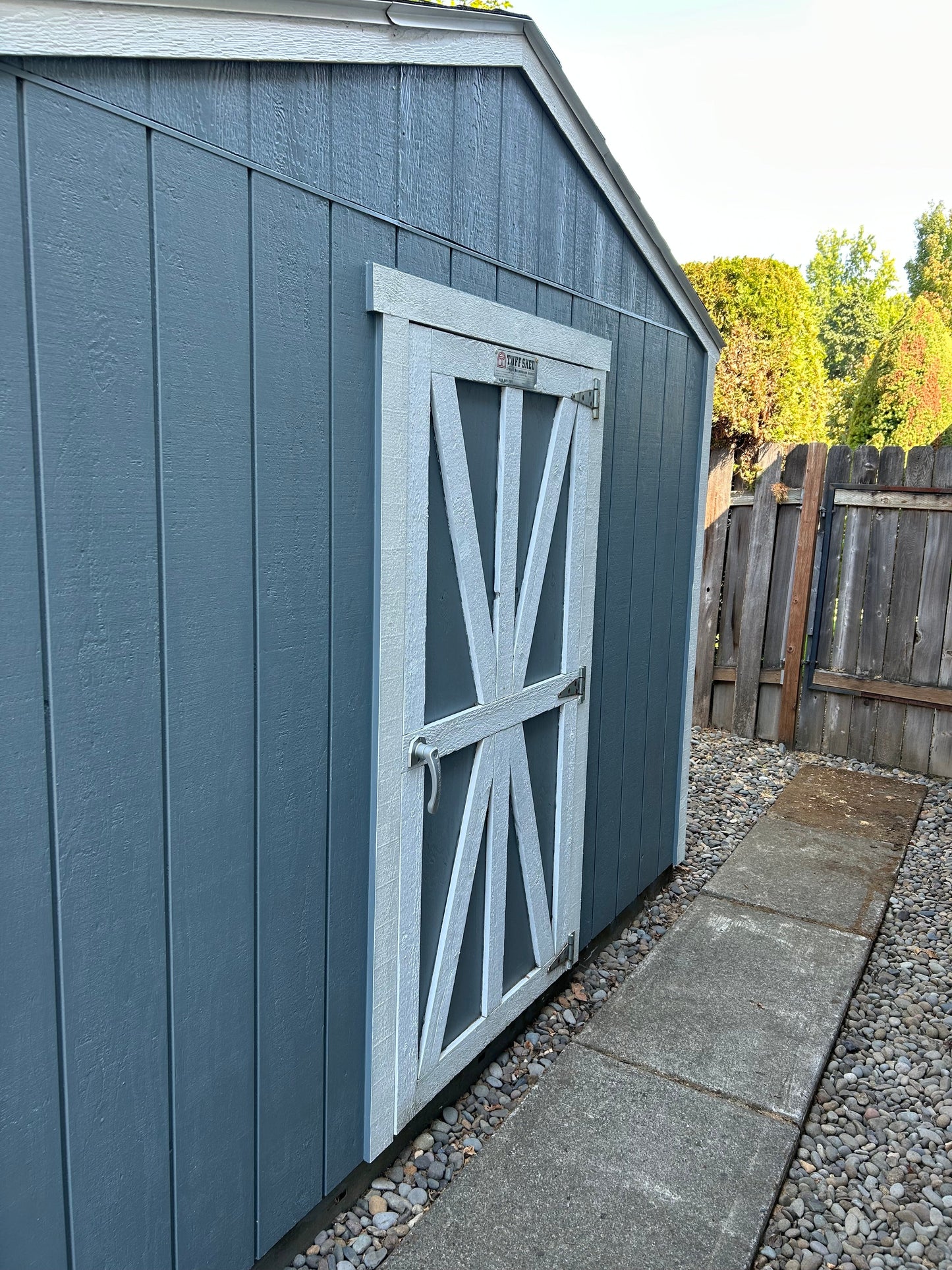 Extended width Shed Door Rain Guard to prevent double door leaks and keep storage dry